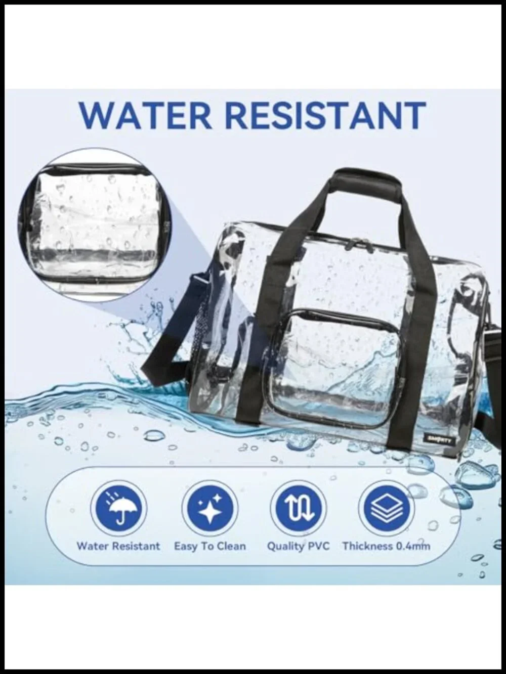 Large Durability Clear Duffel Bag with Shoe Compartment Stadium Approved